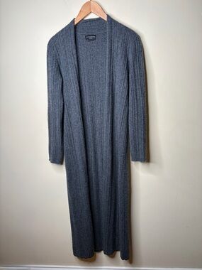 Sutton Studio 100% Cashmere long duster cardigan Dark Grey Women’s Size Small